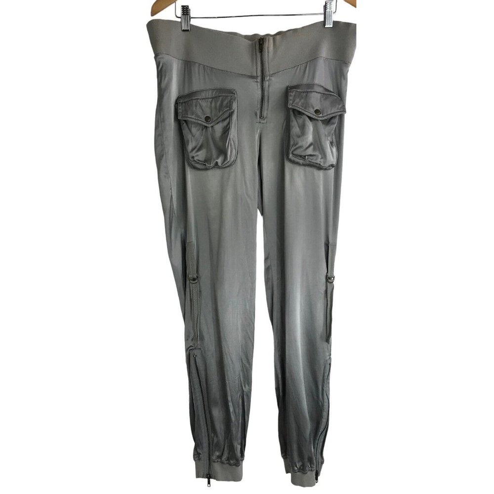 Noppies Maternity Joggers Womens Size XL Pants Silver Shiny Pockets